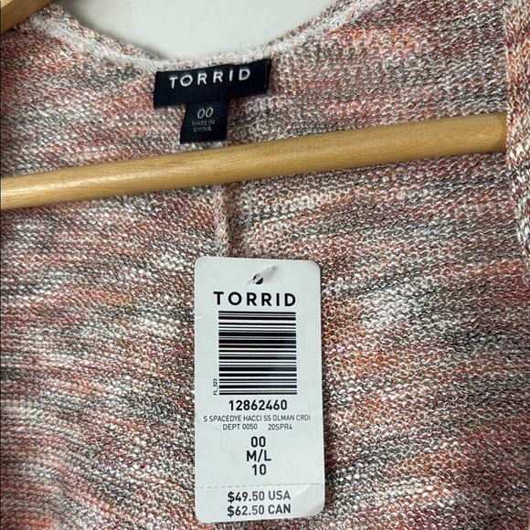 Torrid Pink and Gray Spacedye Cardigan Sweater Open Front Size 00 (10) - Picture 2 of 6